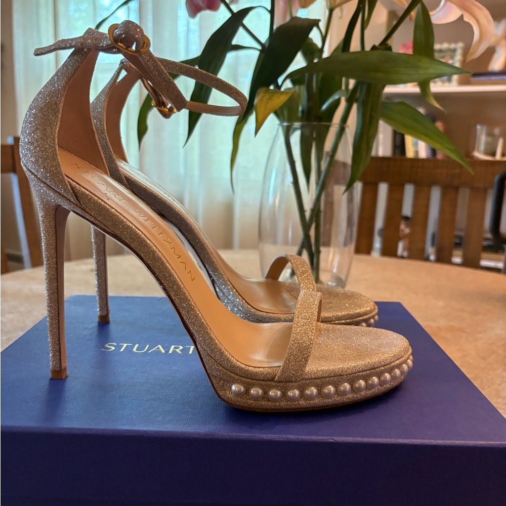 Stuart Weitzman Gold Glitter Women's Heels